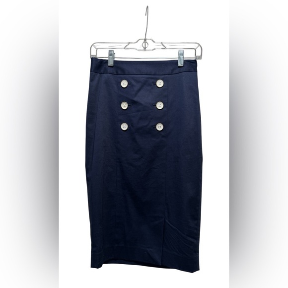 100% Authentic The Limited Pencil Skirt Nautical Navy Buttons NWT Size 2 - Picture 6 of 10
